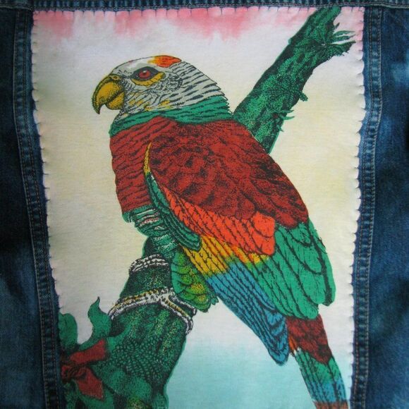 Vintage Levis Custom Parrot Graphic Acid-Wash Denim Jacket - Picture 2 of 6
